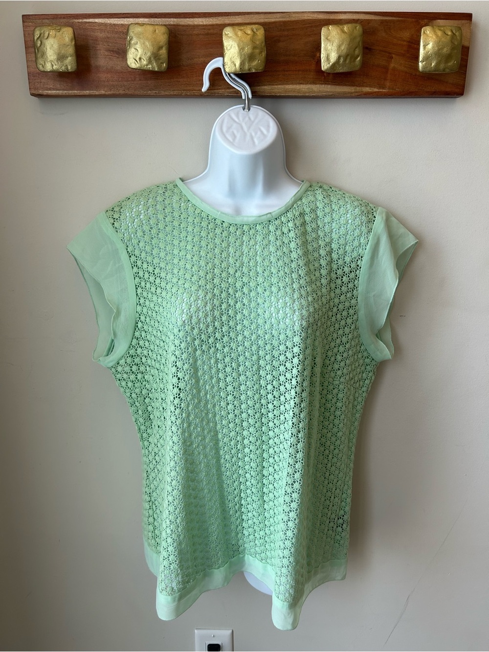 🟢 5 for $25 🟢 BNWT 🏷️ Mint Green Lace Crochet Cap Sleeve Blouse Mermaidcore